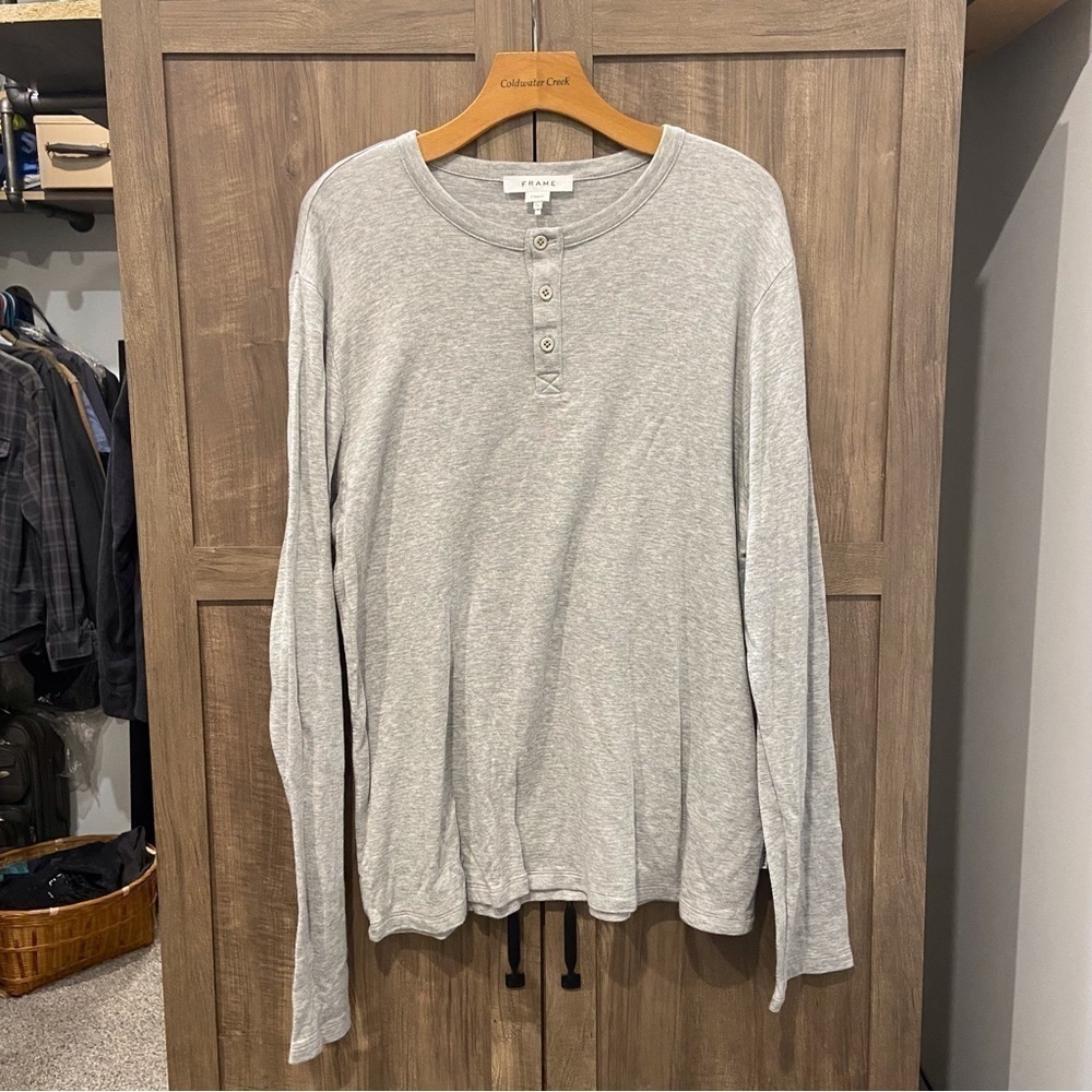 Frame XL Classic Long Sleeve Henley Gray